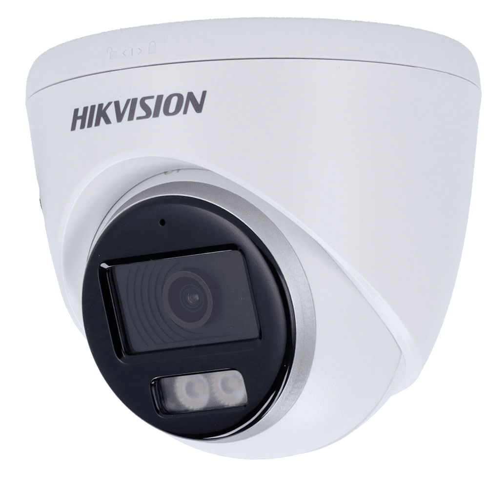 Hikvision - Câmara Dome 4en1 Gama VALUE - Resolução 1080p (1920x1080) - Lente 2.8 mm - ColorVu: Imagem a cores 24 horas - Alcance da luz híbrida 40 m - IP67 - Microfone embutido - Áudio sobre coaxial