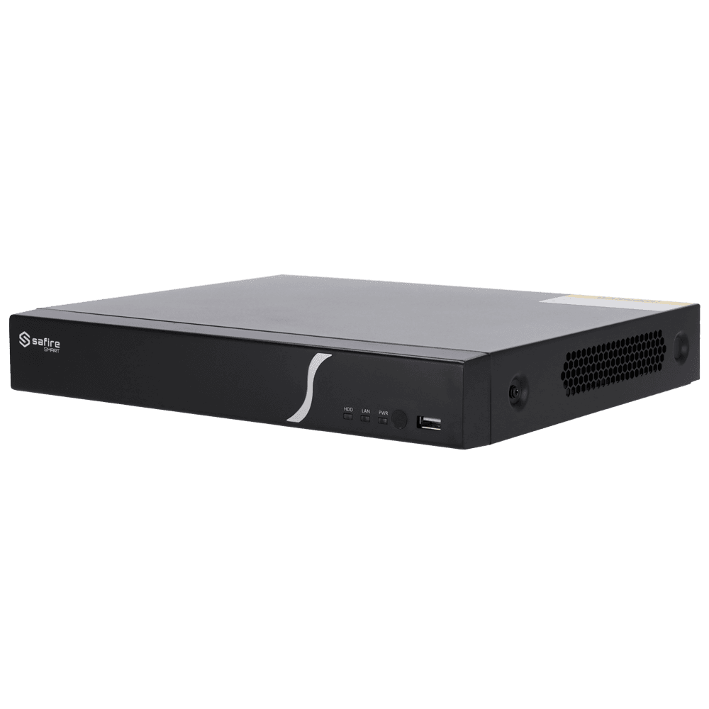 * Gravador Safire Smart NVR * Rato * Cabo Ethernet * Alimentação 12V DC * Guia Rápido MarcaSafire SmartGamaB2Entradas para câmaras IP8CH IPEntradas PoE8CHCâmaras IP compatíveisSafire Smart (prot