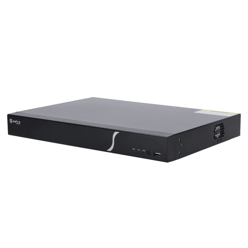 * Gravador Safire Smart NVR B2 * Rato * Cabo Ethernet * Alimentação 12V DC * Guia Rápido MarcaSafire SmartGamaB2 Série NVREntradas para câmaras IP16CH IPCâmaras IP compatíveisSafire Smart (prot